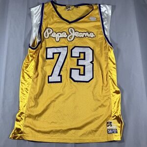 Pepe Jeans Jersey Mens XXXL Yellow 73 London Basketball Tank Top Mesh Throwback